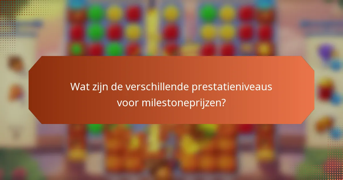 Wat zijn de verschillende prestatieniveaus voor milestoneprijzen?