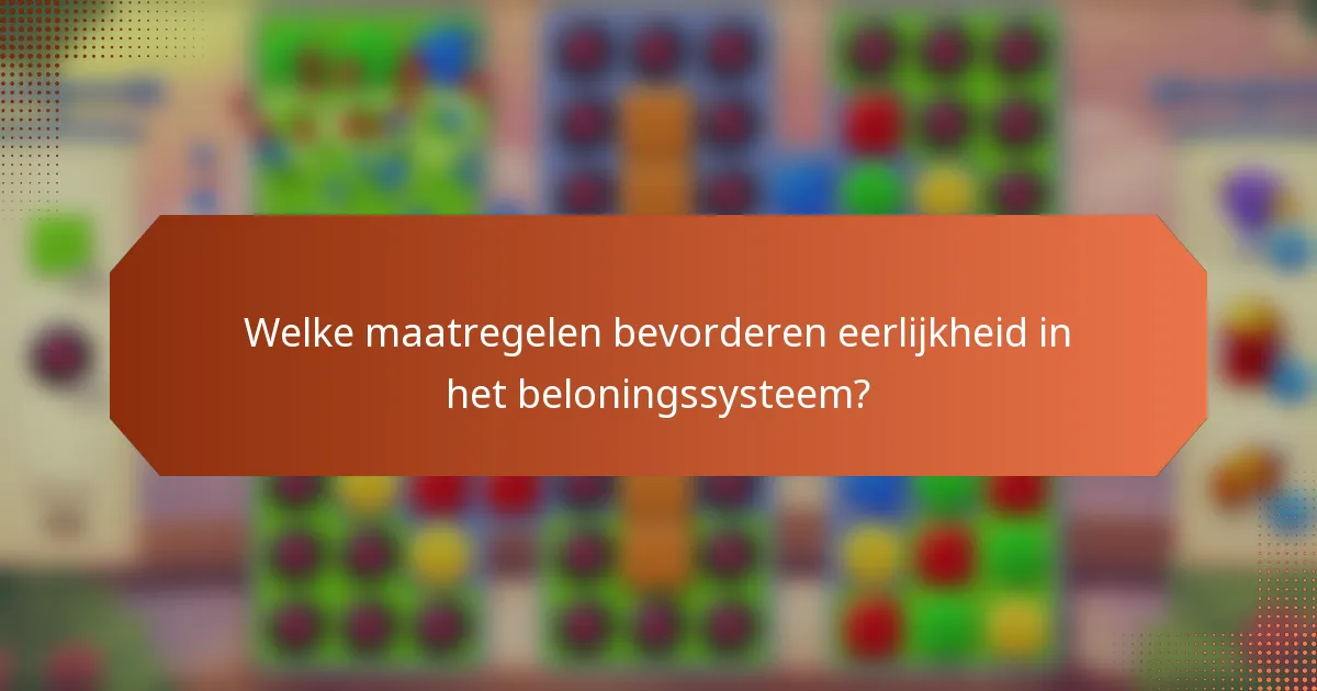 Welke maatregelen bevorderen eerlijkheid in het beloningssysteem?